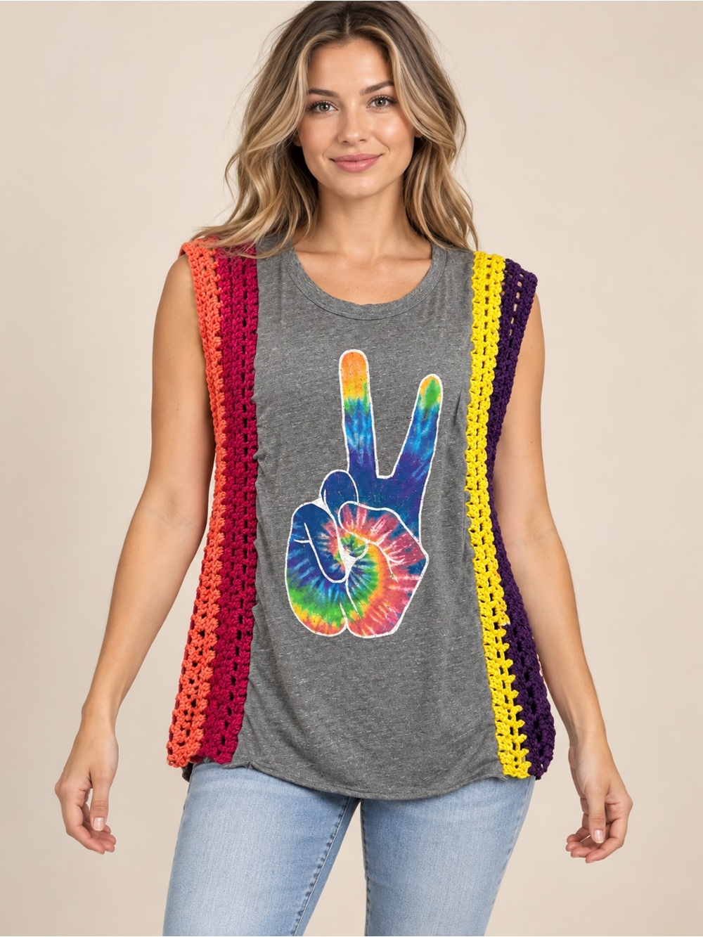 Upcycled crochet top size medium